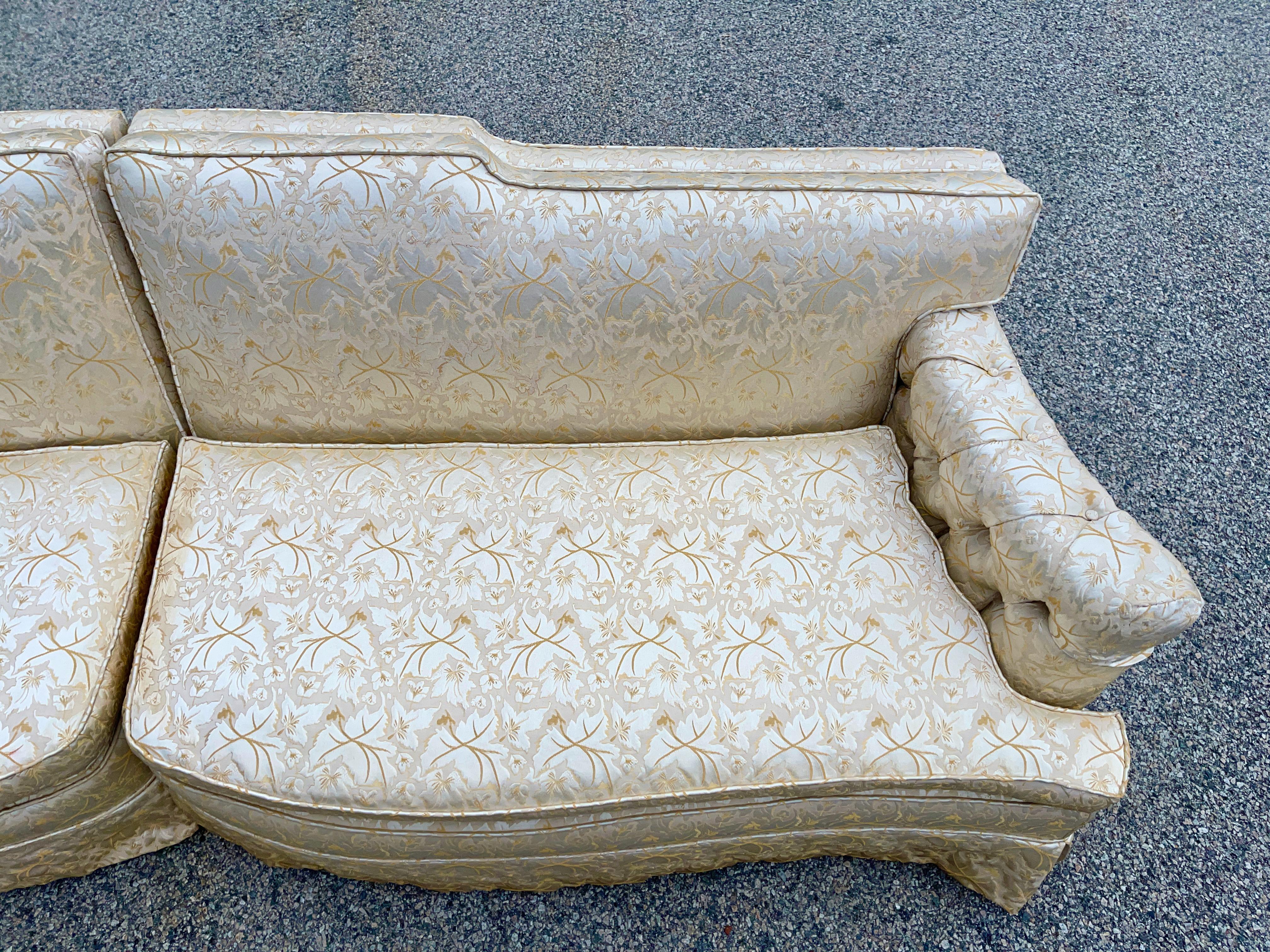 Hollywood Regency Split Sofa In Good Condition For Sale In Hanover, MA