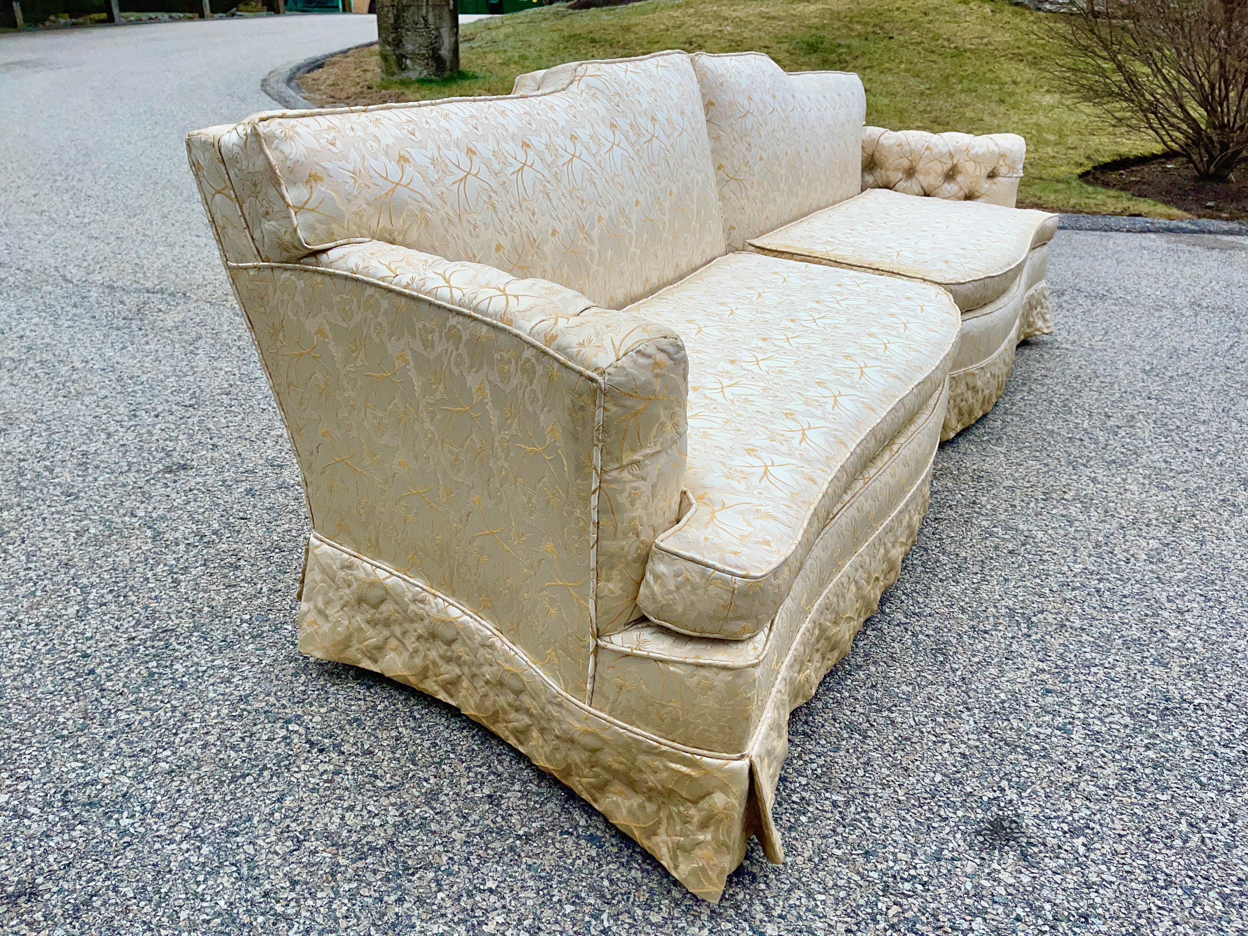 Oak Hollywood Regency Split Sofa For Sale