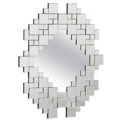 Hollywood Regency, Espejo de pared cuadrado fragmentado, Espejo de tocador Años 40