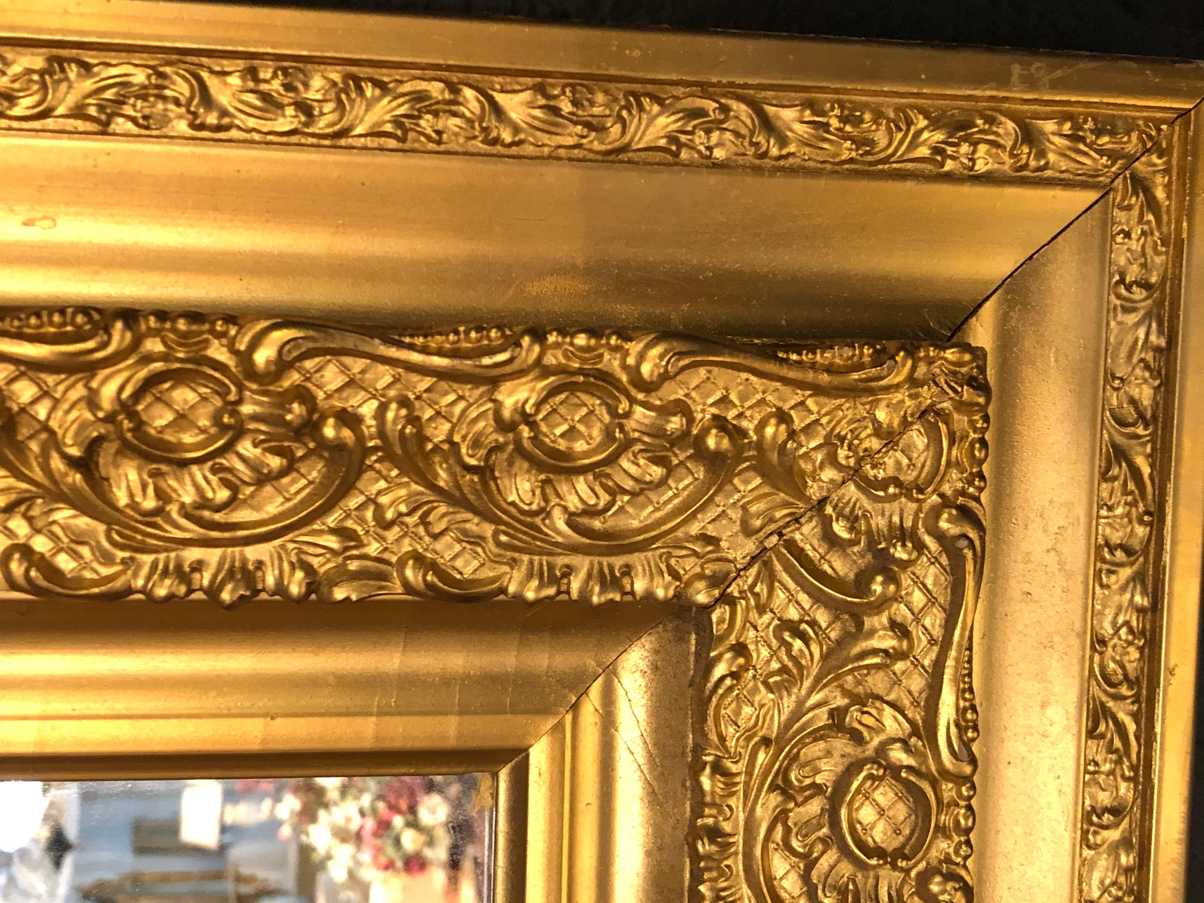 Hollywood Regency Square Gilt Carved Wall, Console or Pier Mirror 5