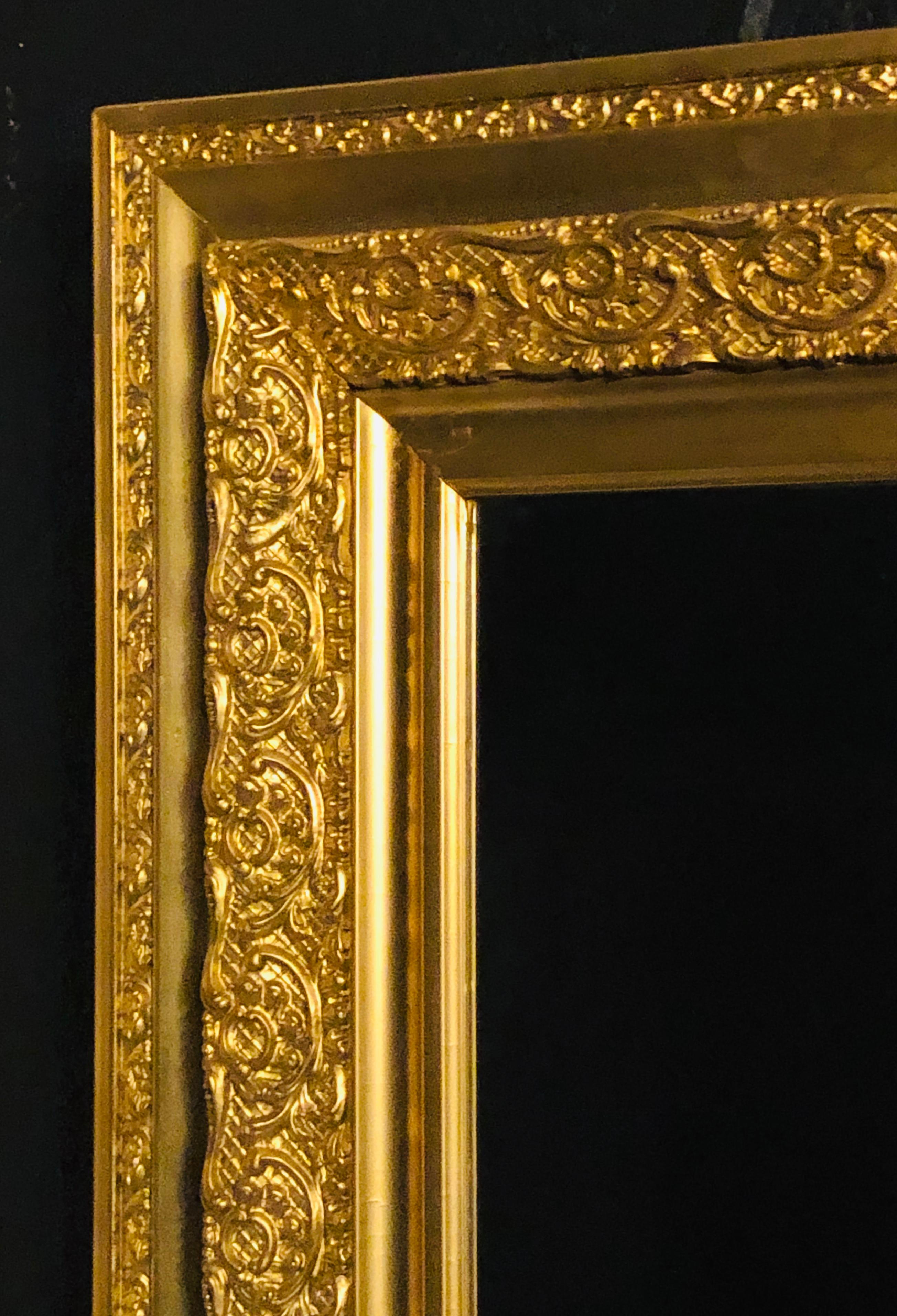 Hollywood Regency Square Gilt Carved Wall, Console or Pier Mirror 3