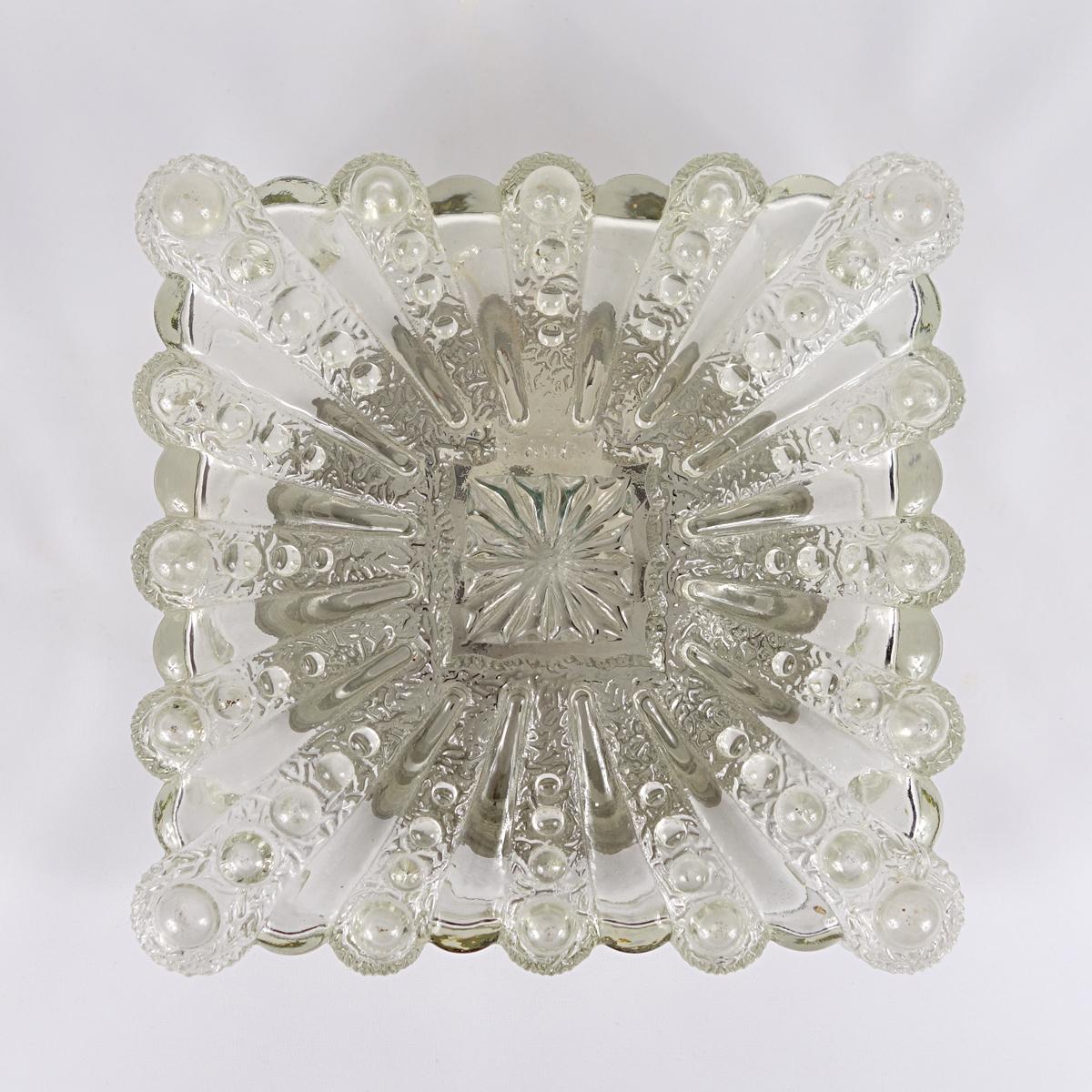 German Hollywood Regency Square Glass Flushmount or Sconce by RZB Leuchten