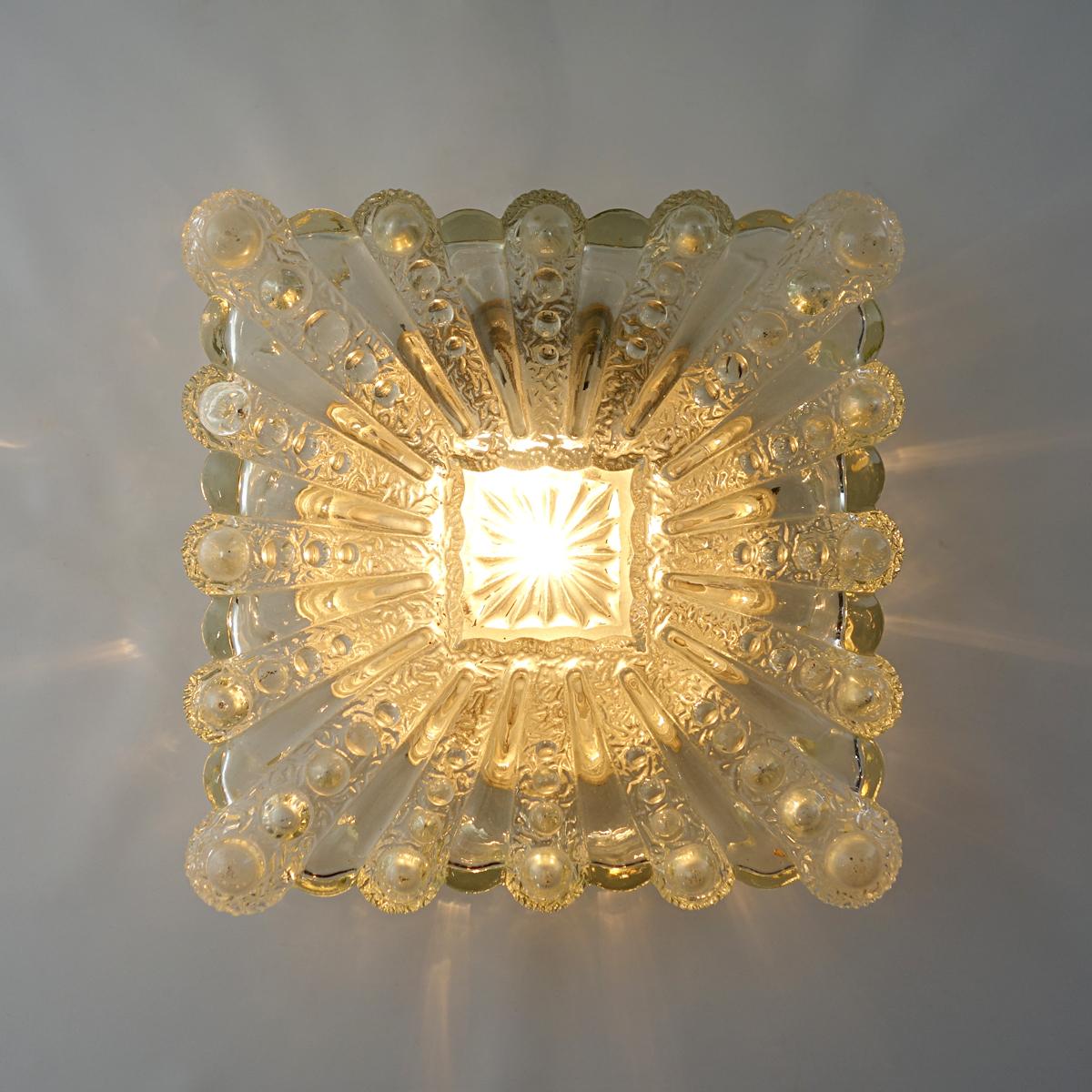 Hollywood Regency Square Glass Flushmount or Sconce by RZB Leuchten In Good Condition In Doornspijk, NL