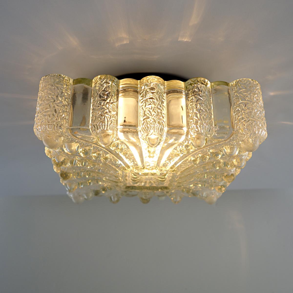 20th Century Hollywood Regency Square Glass Flushmount or Sconce by RZB Leuchten