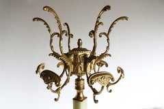 Hollywood Regency Standing Coat Rack Italian Ornate Brass & Onyx Hall Tree 1960s