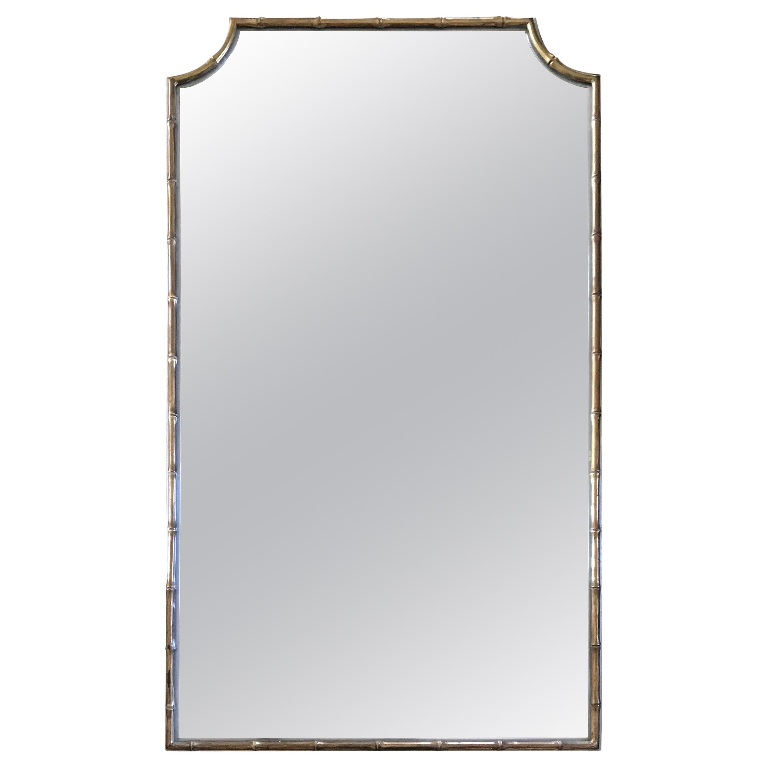 Hollywood Regency Steel and Brass Bamboo Mirror