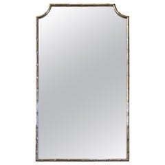 Miroir en bambou, acier et laiton, Hollywood Regency