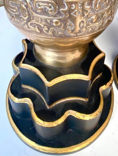 Hollywood Regency Stiffel Brass Urn Lamps, A Pair