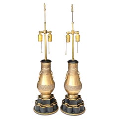 Hollywood Regency Stiffel Brass Urn Lamps, A Pair