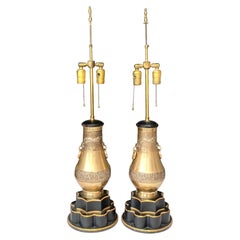 Hollywood Regency Stiffel Brass Urn Lamps, A Pair 