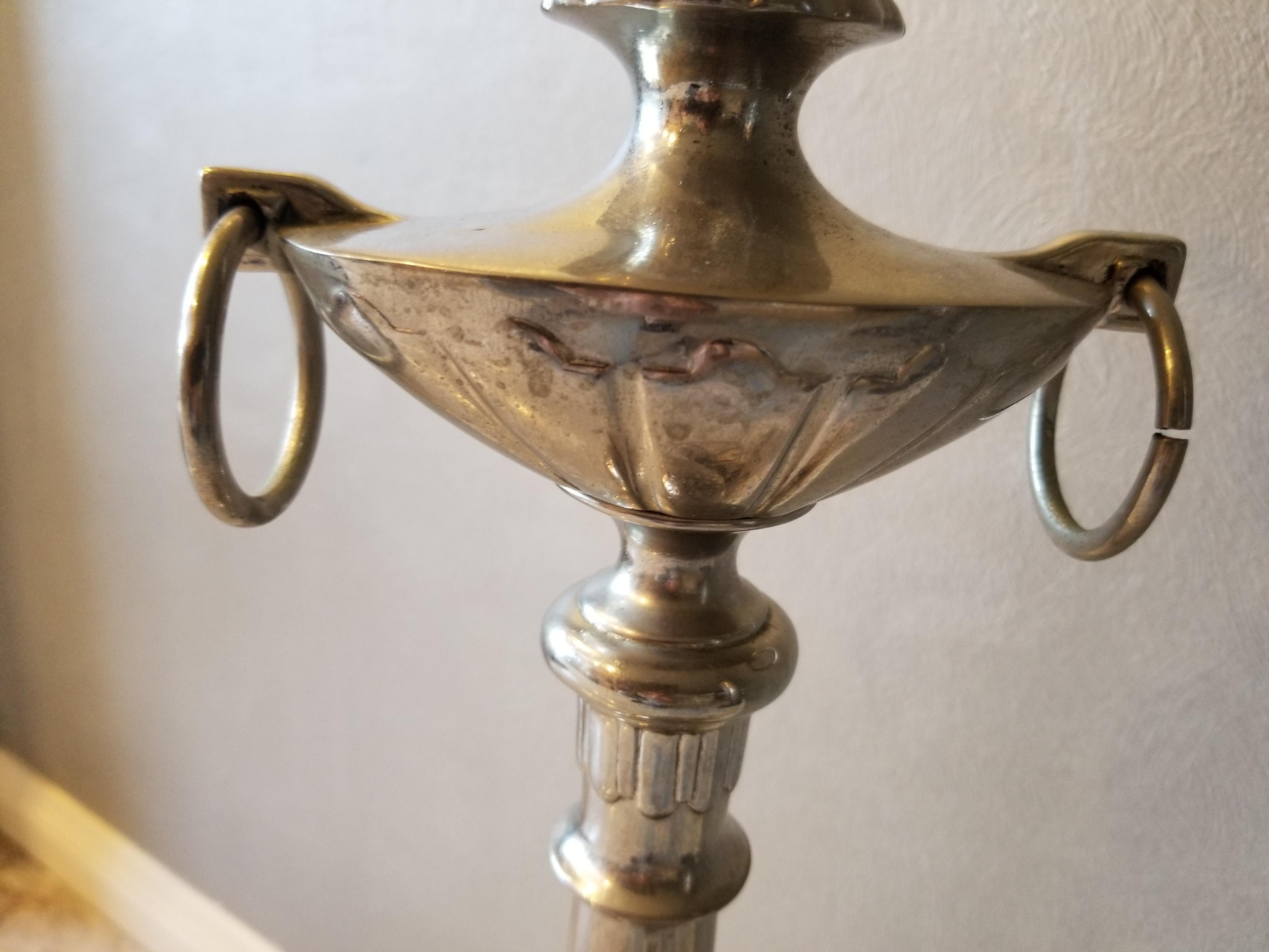 Regency Table Lamp Silver Column Urn 1950s Stiffel Lamp Co 4