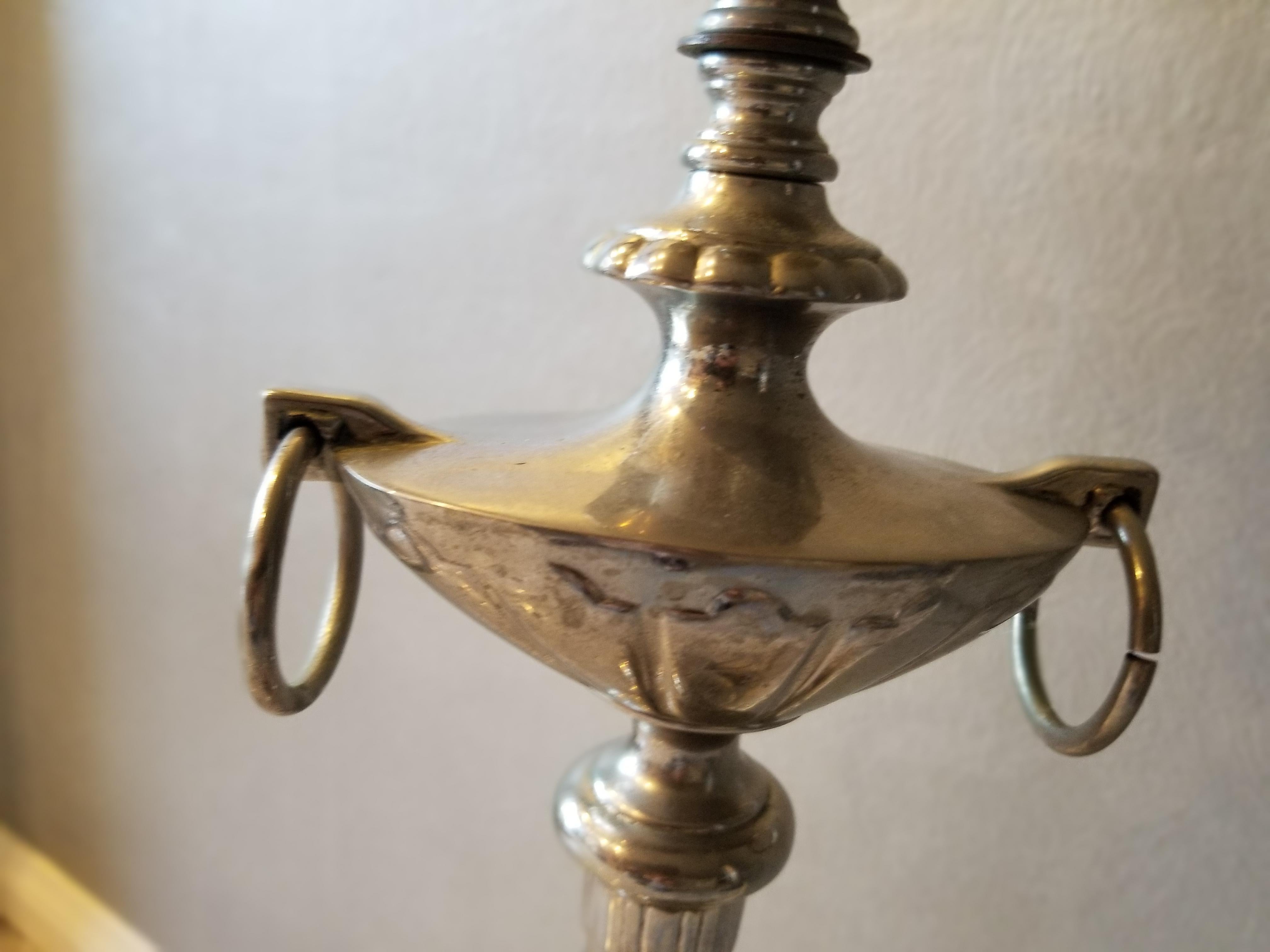 American Regency Table Lamp Silver Column Urn 1950s Stiffel Lamp Co
