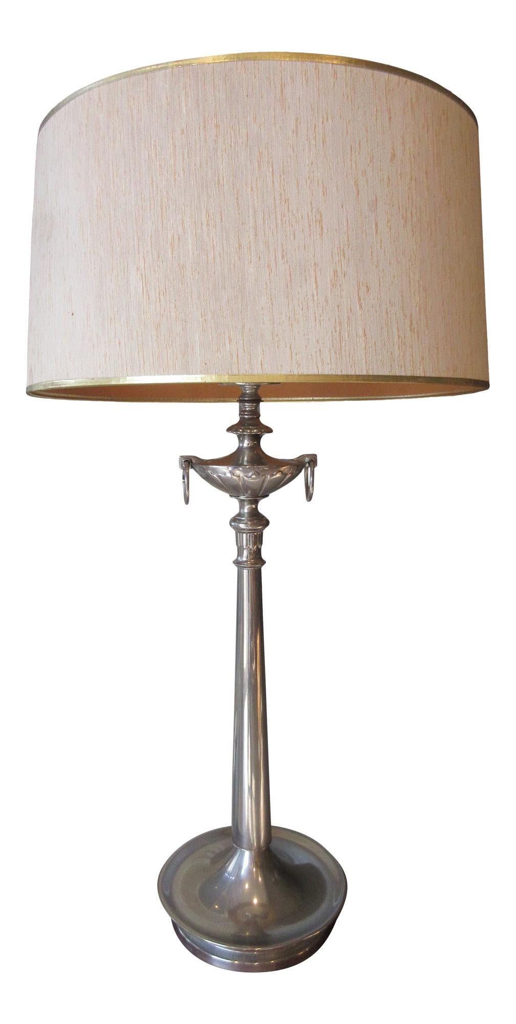 Regency Table Lamp Silver Column Urn 1950s Stiffel Lamp Co 1