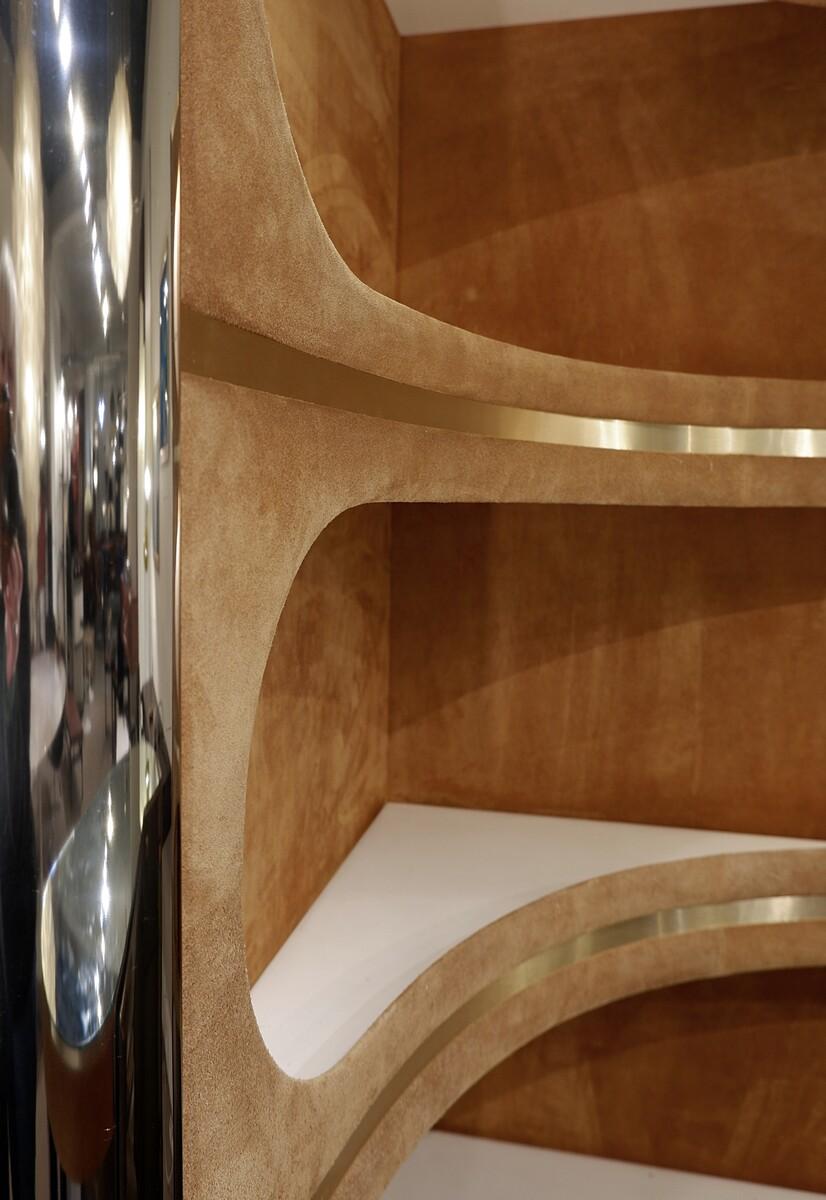 Chrome Hollywood Regency Stlye - Mid-Century Modern Italian Willy Rizzo Corner Bar