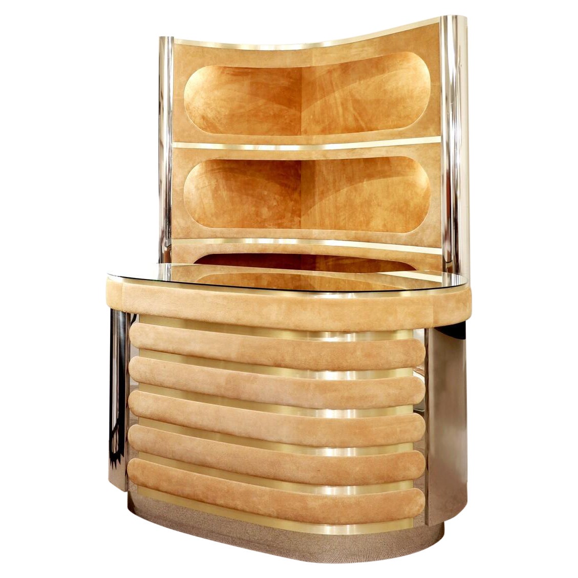 Hollywood Regency Stlye - Mid-Century Modern Italian Willy Rizzo Corner Bar