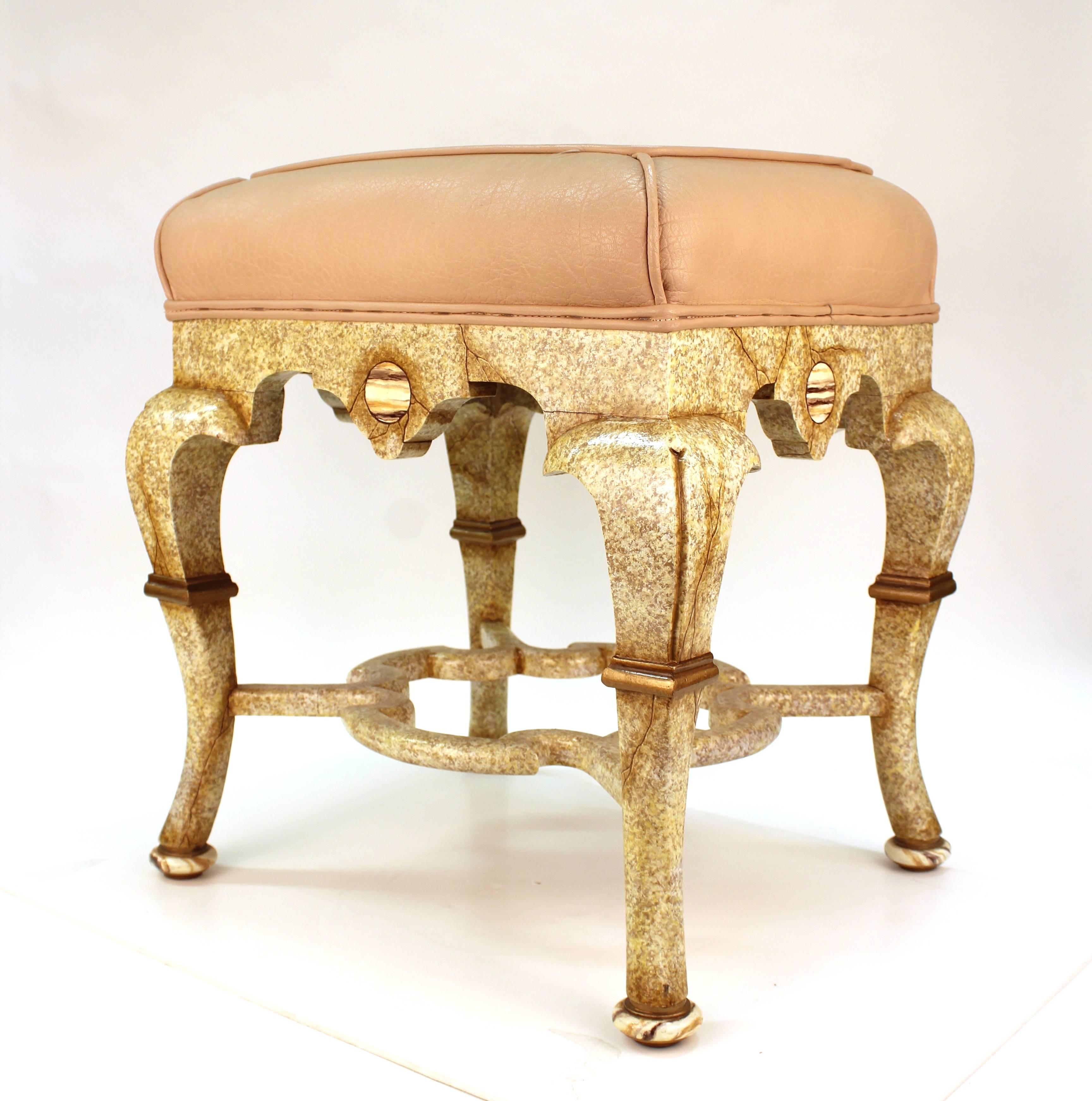 Late 20th Century Hollywood Regency Stools Painted in Trompe-l'Oeil Style