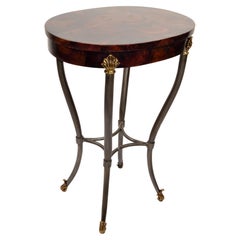 Hollywood Regency Stil Akzent Oval Beistelltisch Faux Tessellated Horn Messing Dekor