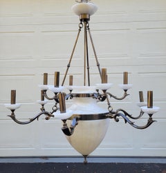 Hollywood Regency Style Alabaster 12 Light Chandelier