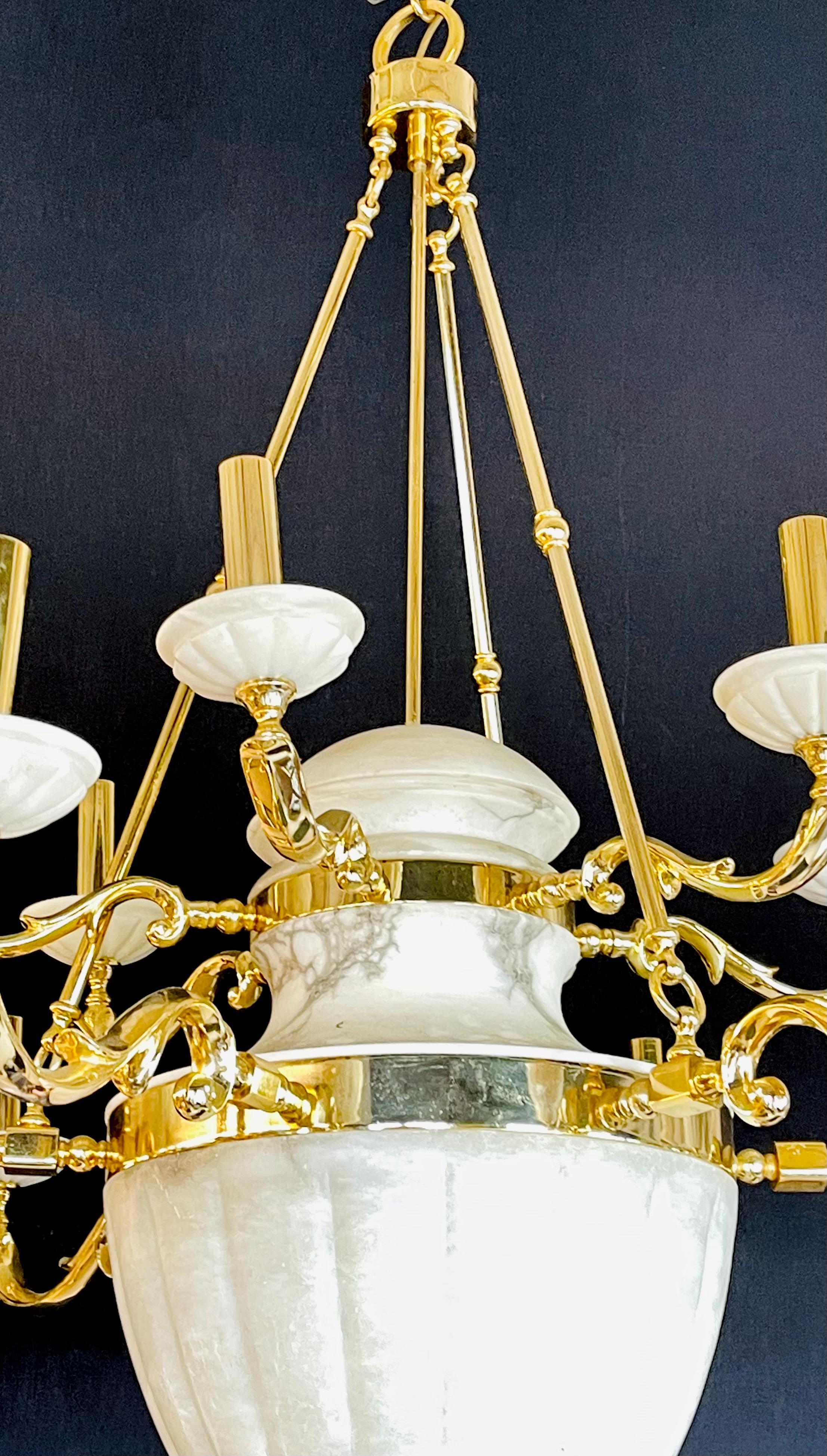 Hollywood Regency Style Alabaster Chandelier Having 12 Lights 2