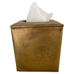 Hollywood Regency Style Antiqued Gold Tissue Box