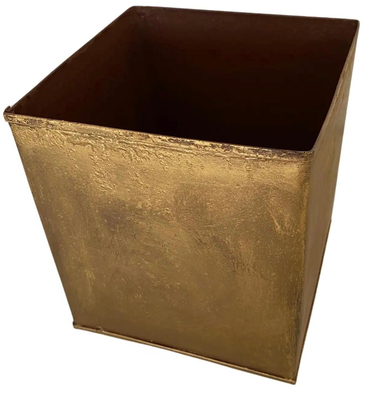 Hollywood Regency Style Antiqued Gold Tissue Box 1
