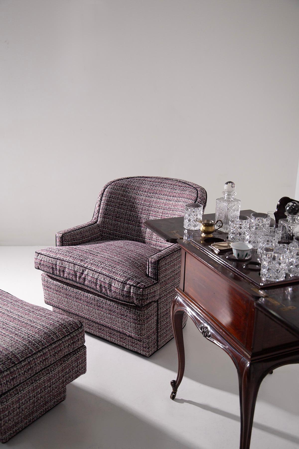 Conjunto de sillón y otomana estilo Hollywood Regency Metal en venta
