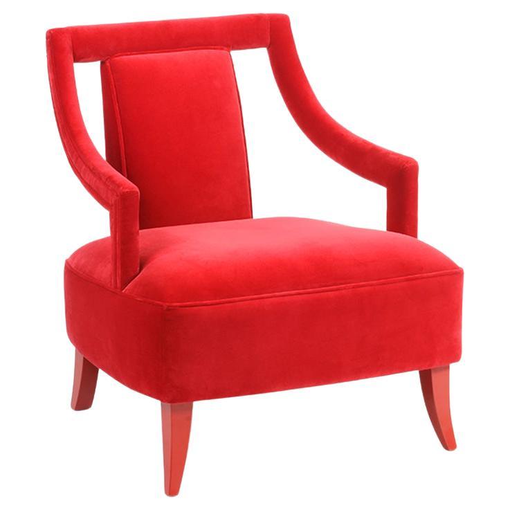 Hollywood Regency Style Armchair with Slimmed Down Armrests For Sale