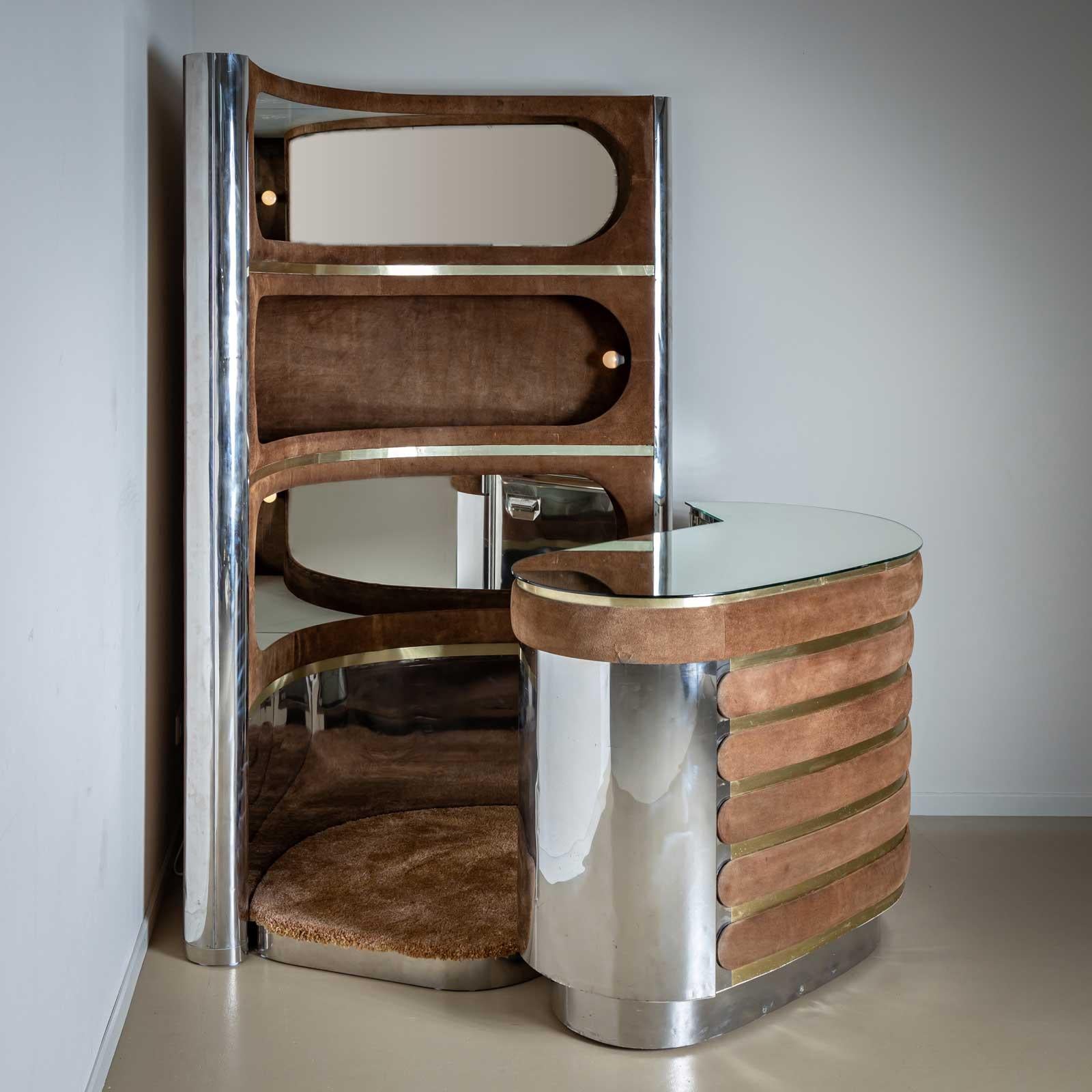 Mid-Century Modern Hollywood Regency-style Bar by Willy Rizzo, Italy 1970s