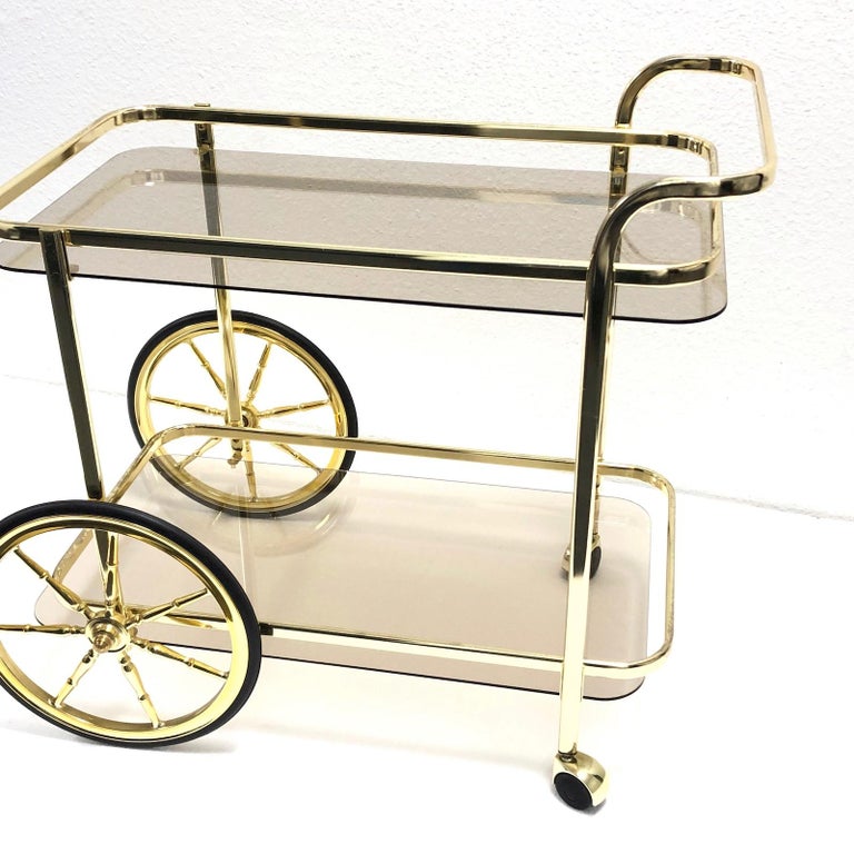 Hollywood Regency Style Bar Cart, Tea Trolley or Drinks Stand in Brass