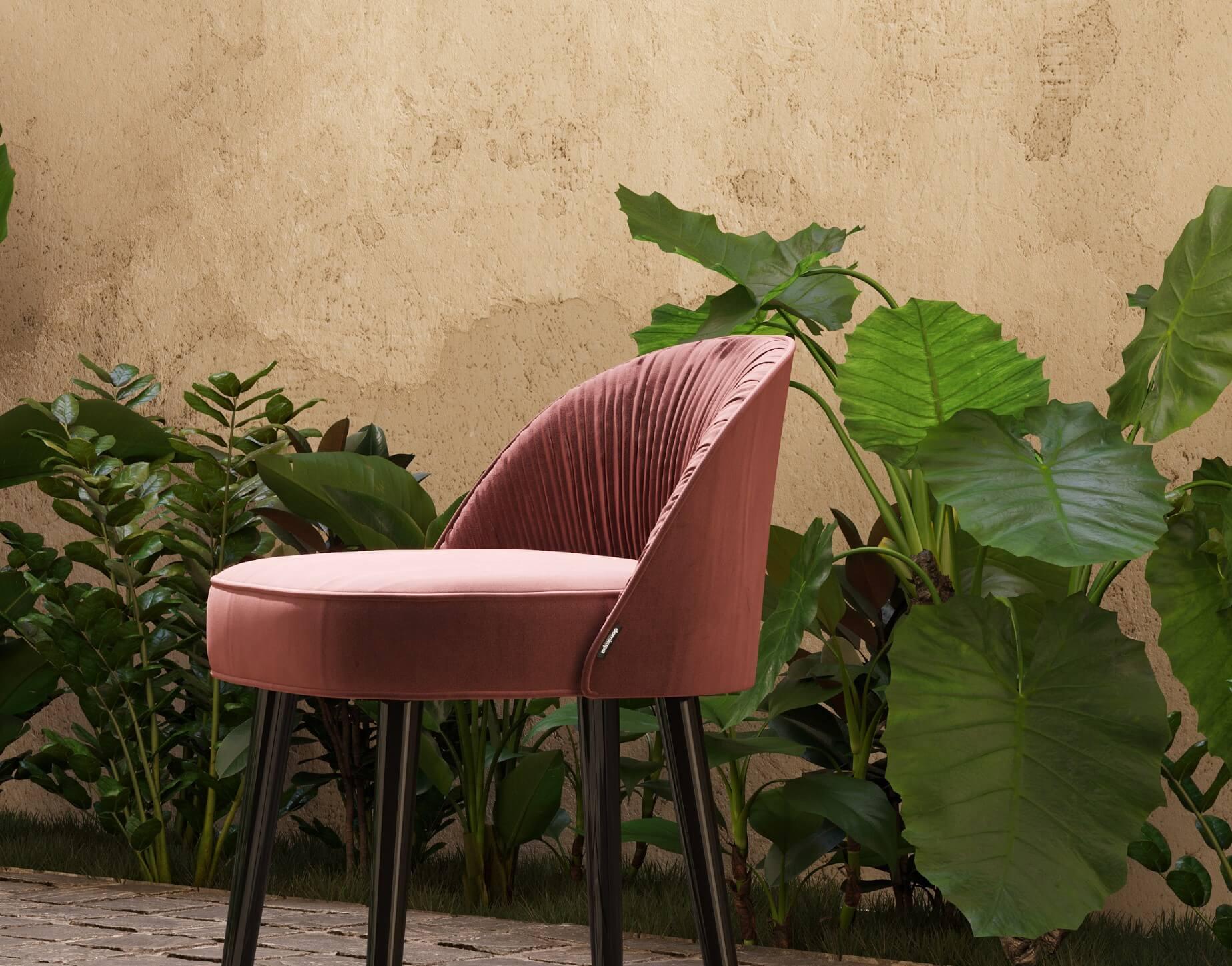 Hollywood Regency Style Barstools In Hand-Pleated Rose Velvet en vente 4