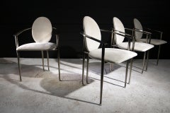 Chaise chromée Belgo de style Hollywood Regency grise, beige, 1980