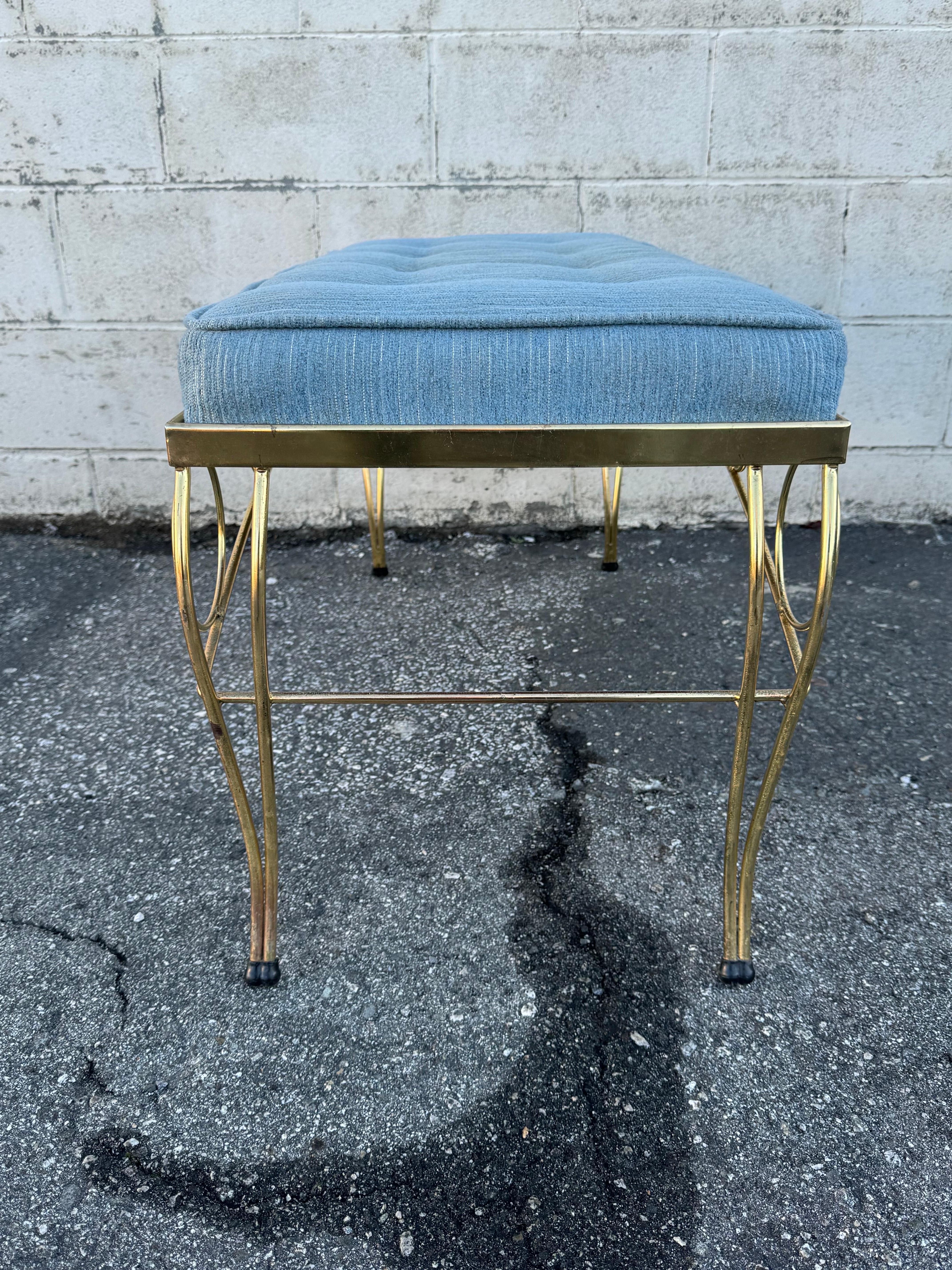 Metal Hollywood Regency Style Bench After George Koch and Sons For Sale