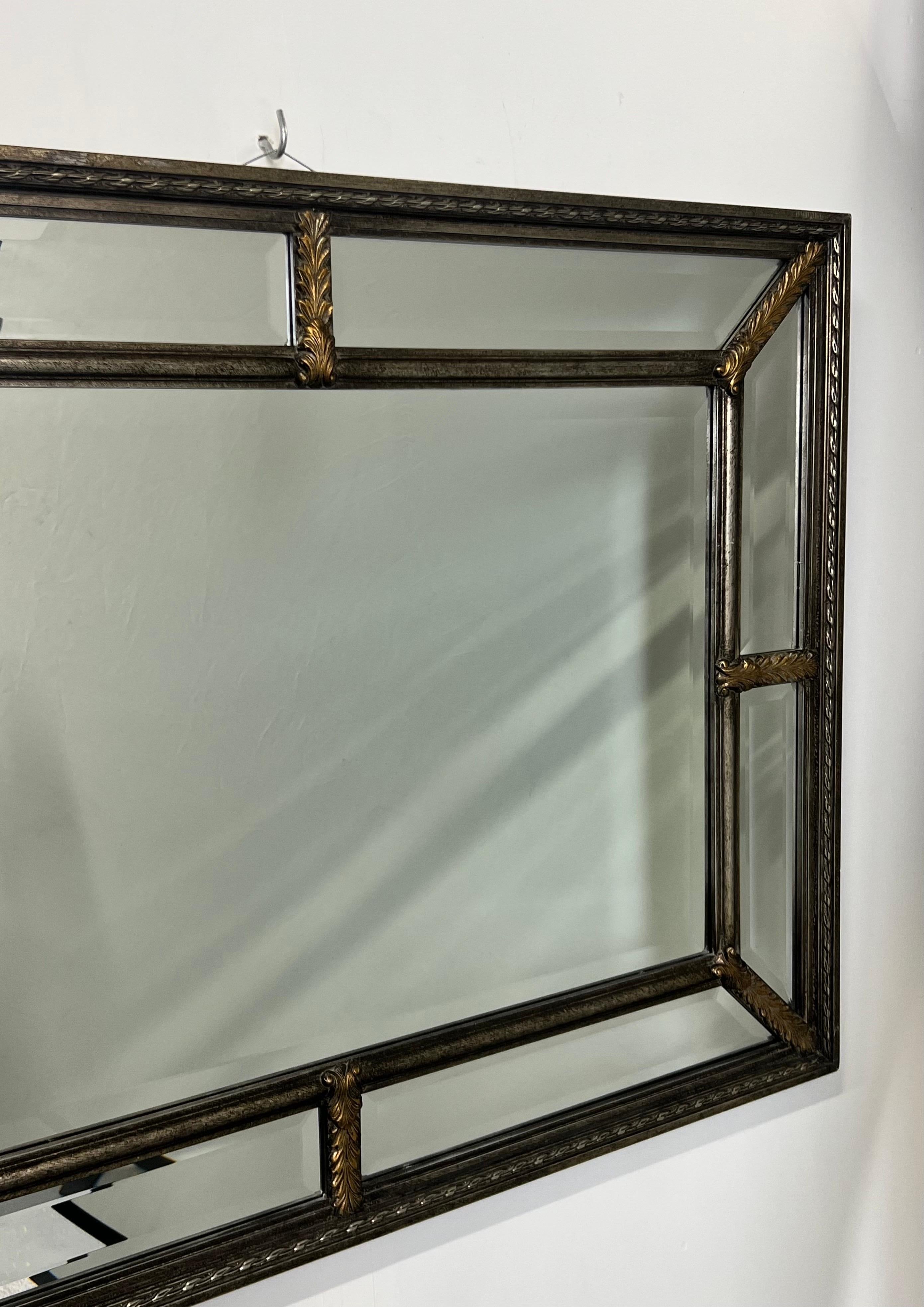 Hollywood Regency Style Beveled Multi-Panel Mirror with Rope & Gilt Leaf Design In Good Condition For Sale In Plainview, NY