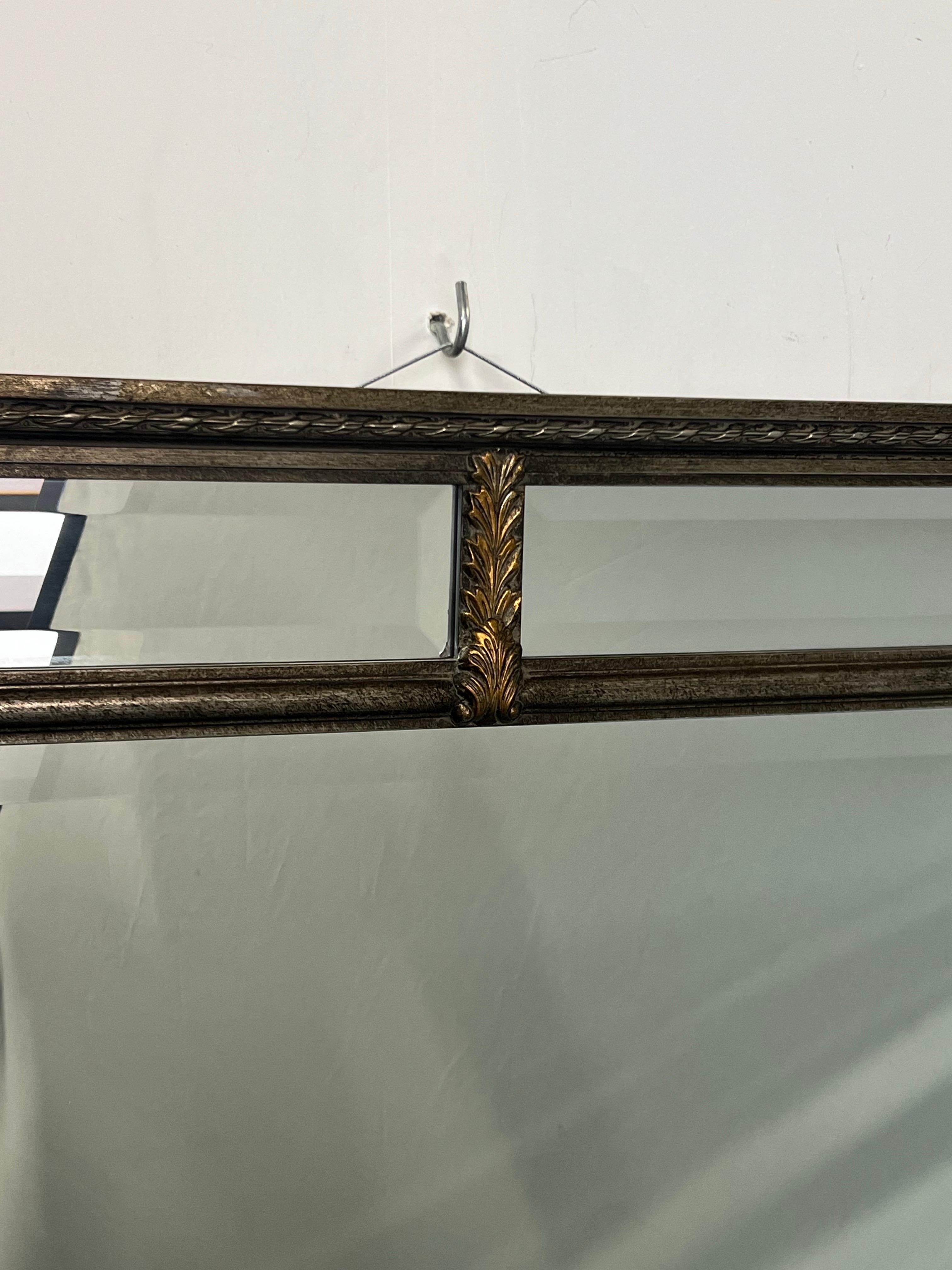 Hollywood Regency Style Beveled Multi-Panel Mirror with Rope & Gilt Leaf Design For Sale 3