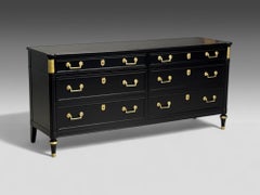 Hollywood Regency Style, Black Lacquer, Bronze, Dresser, USA, 1960s