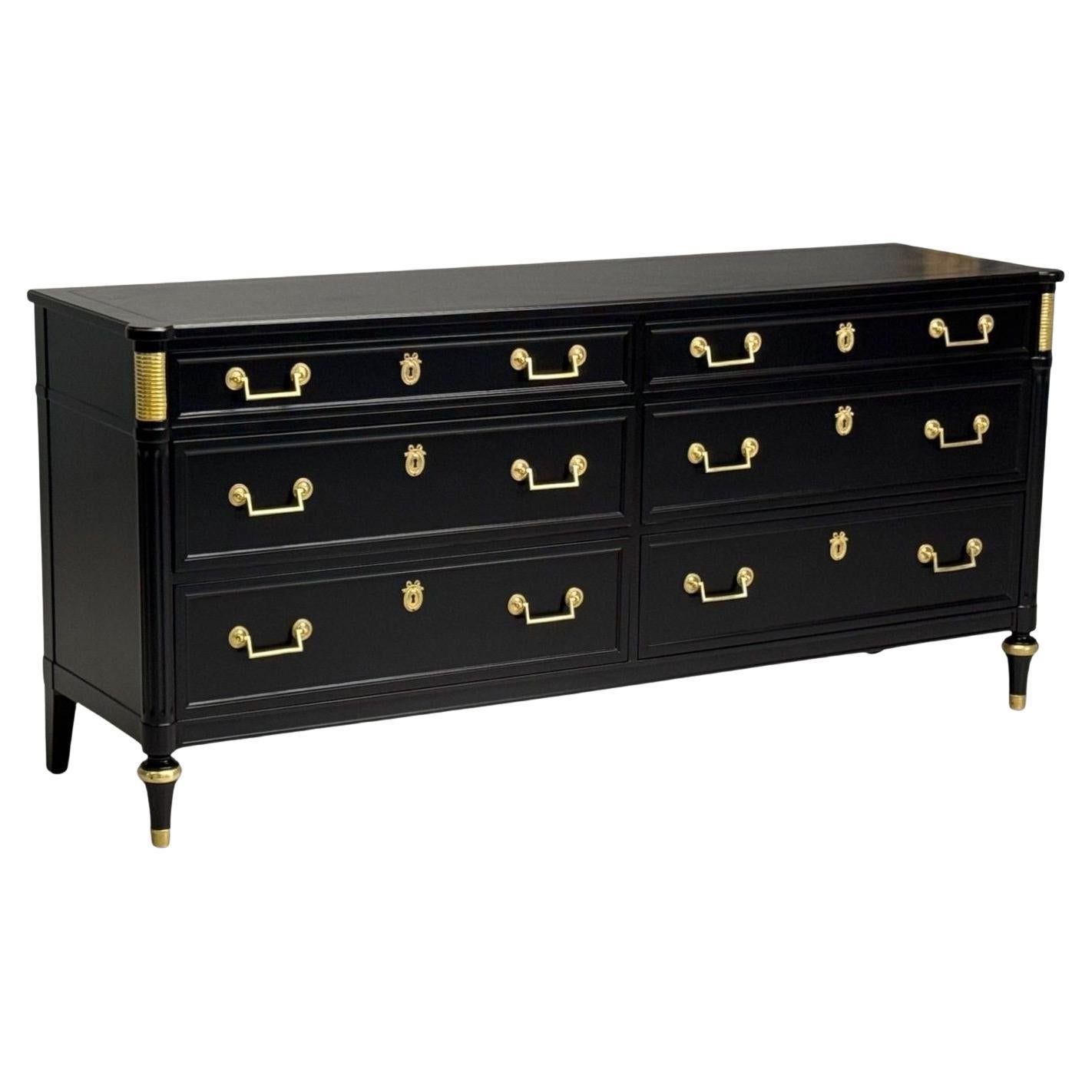 Hollywood Regency Style, Black Lacquer, Bronze, Dresser, USA, 1960s
