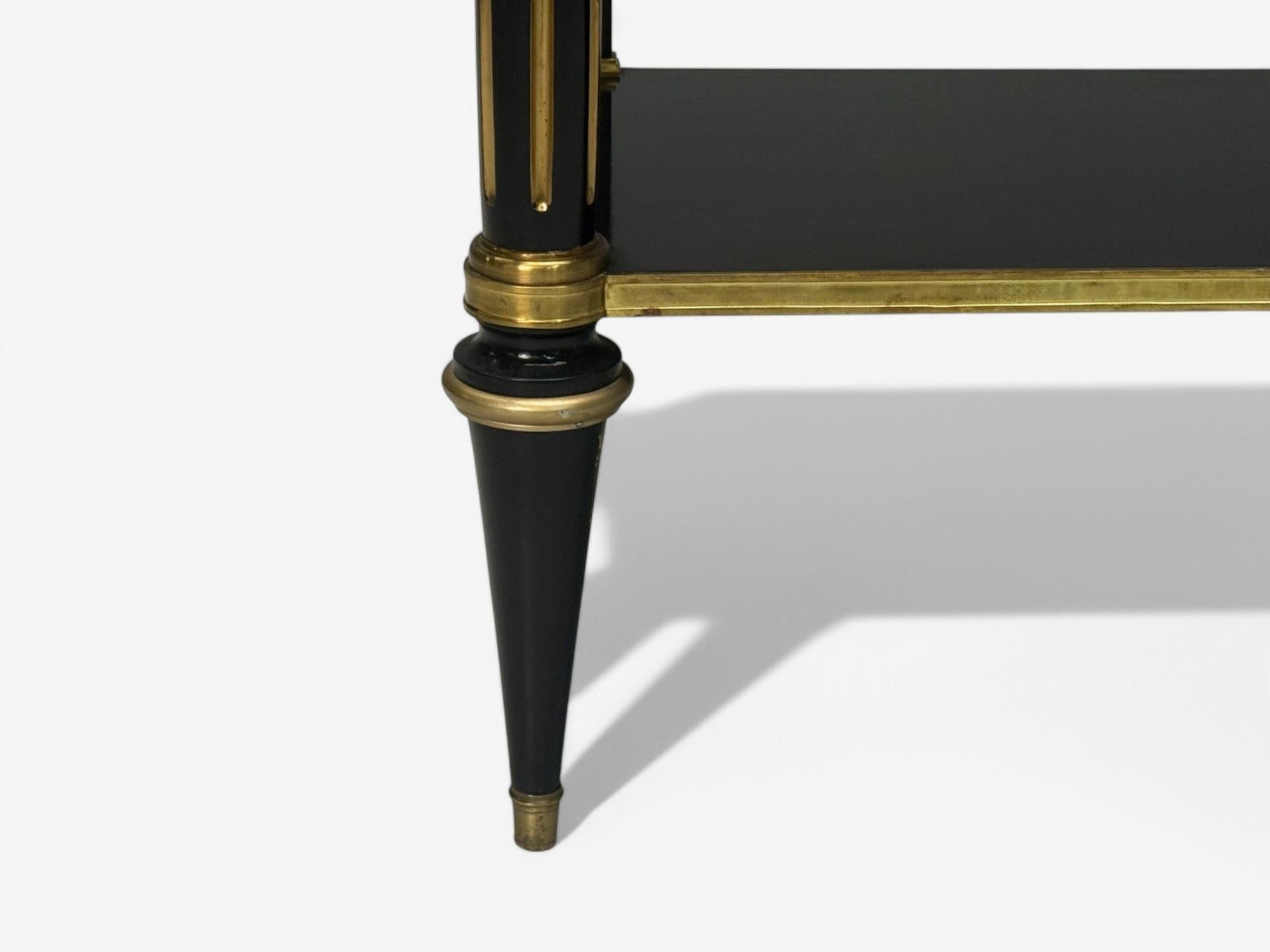 Hollywood Regency Style, Black Lacquer, Marble, Console Table, USA, 1960s For Sale 2