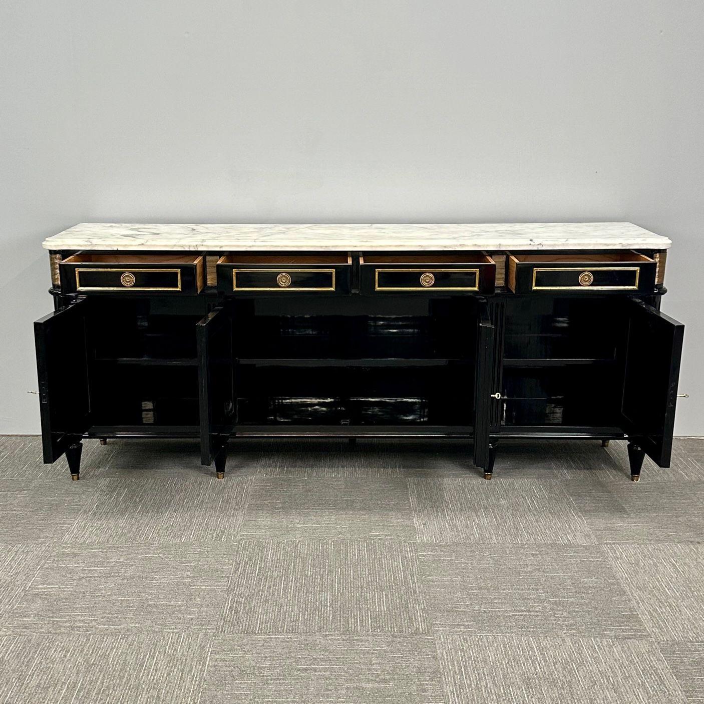 Hollywood Regency Style Black Lacquer Sideboard, Credenza , Maison Jansen Style For Sale 4