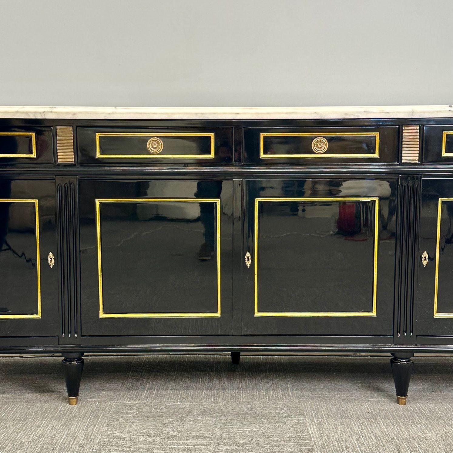 Hollywood Regency Style Black Lacquer Sideboard, Credenza , Maison Jansen Style For Sale 14