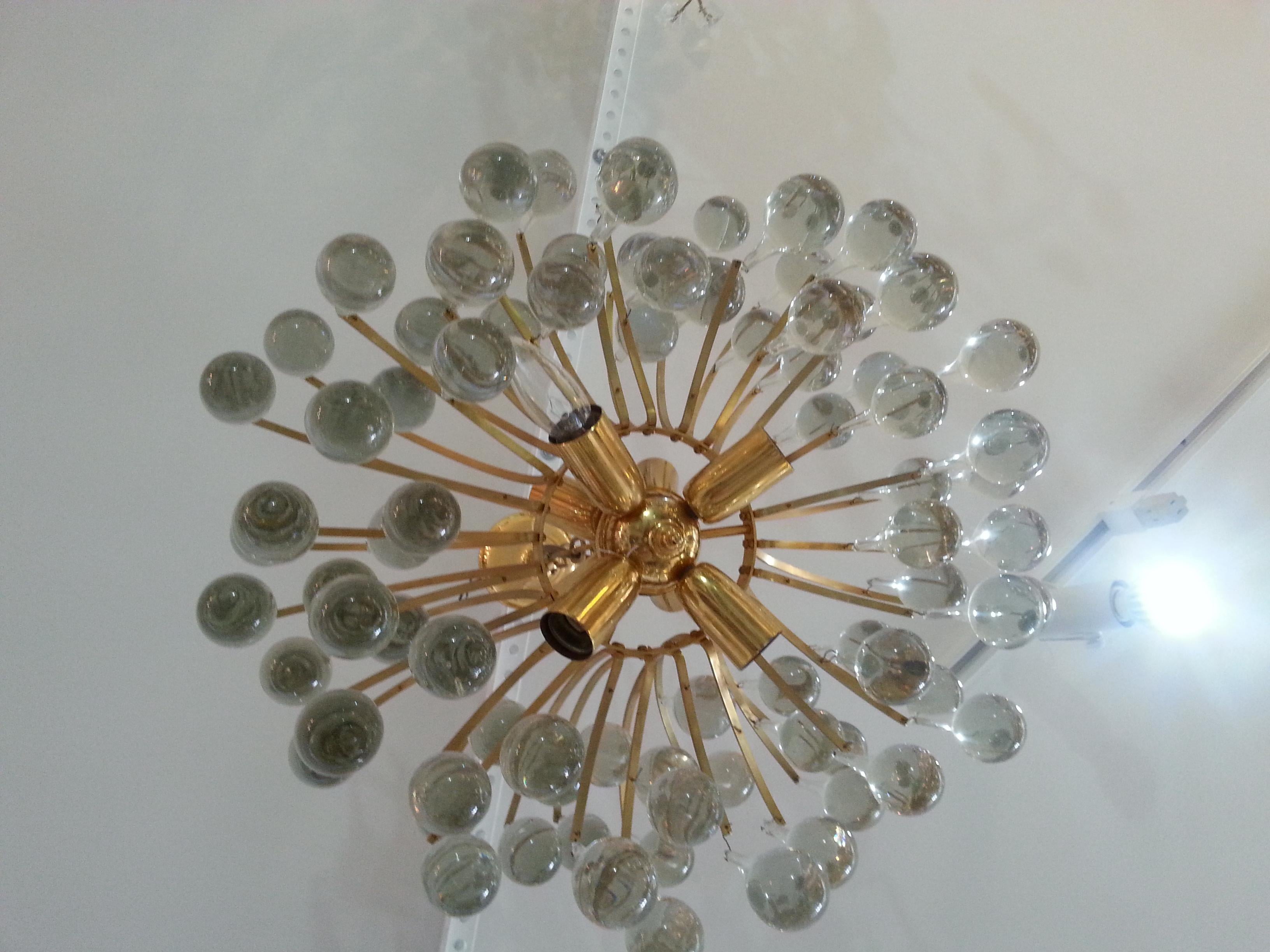 Gold Plate and Crystal Chandelier by Ernst Palme 2