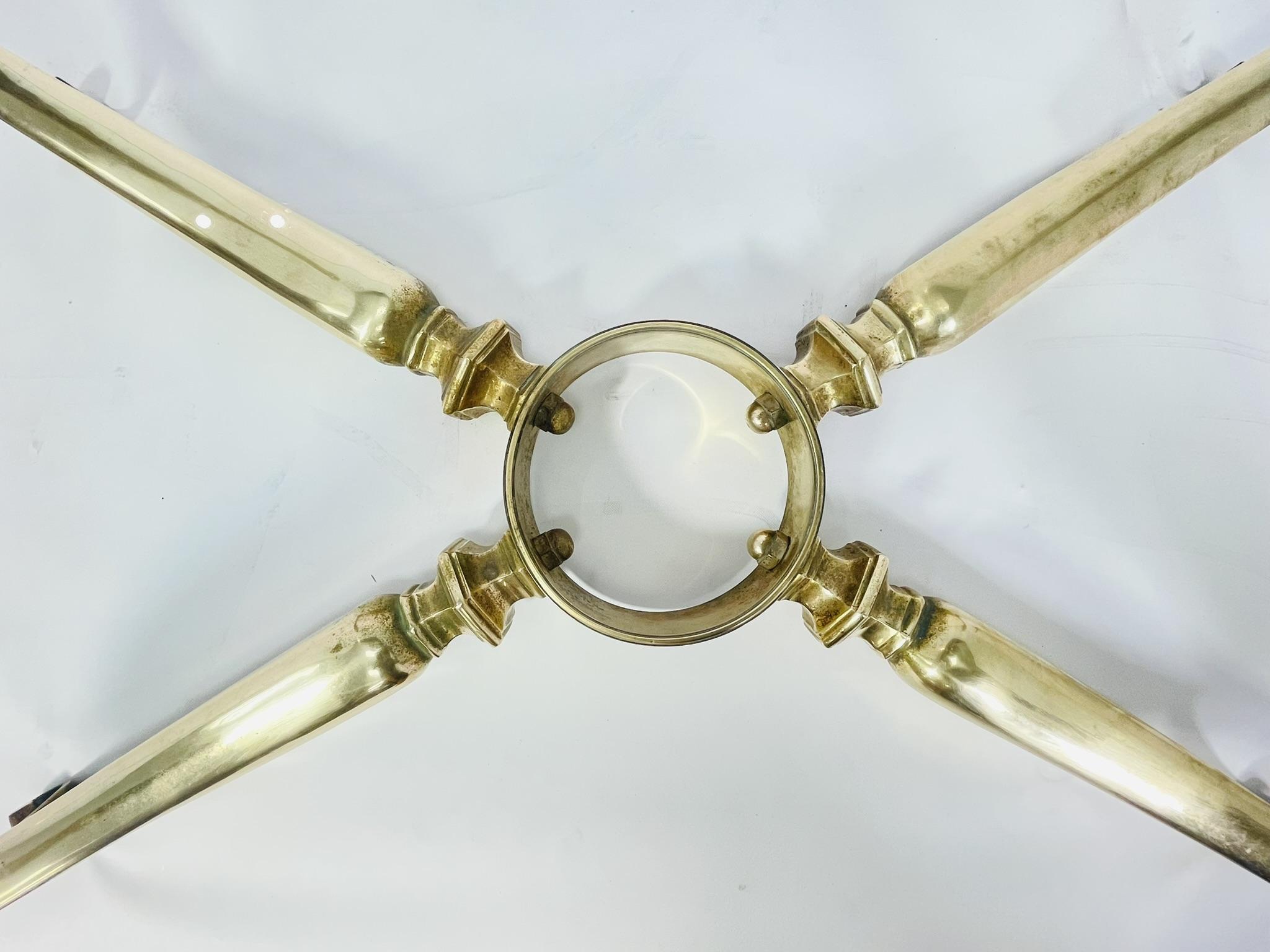 Hollywood Regency Style Brass and Glass Coffee Table, France, 1940s For Sale 4