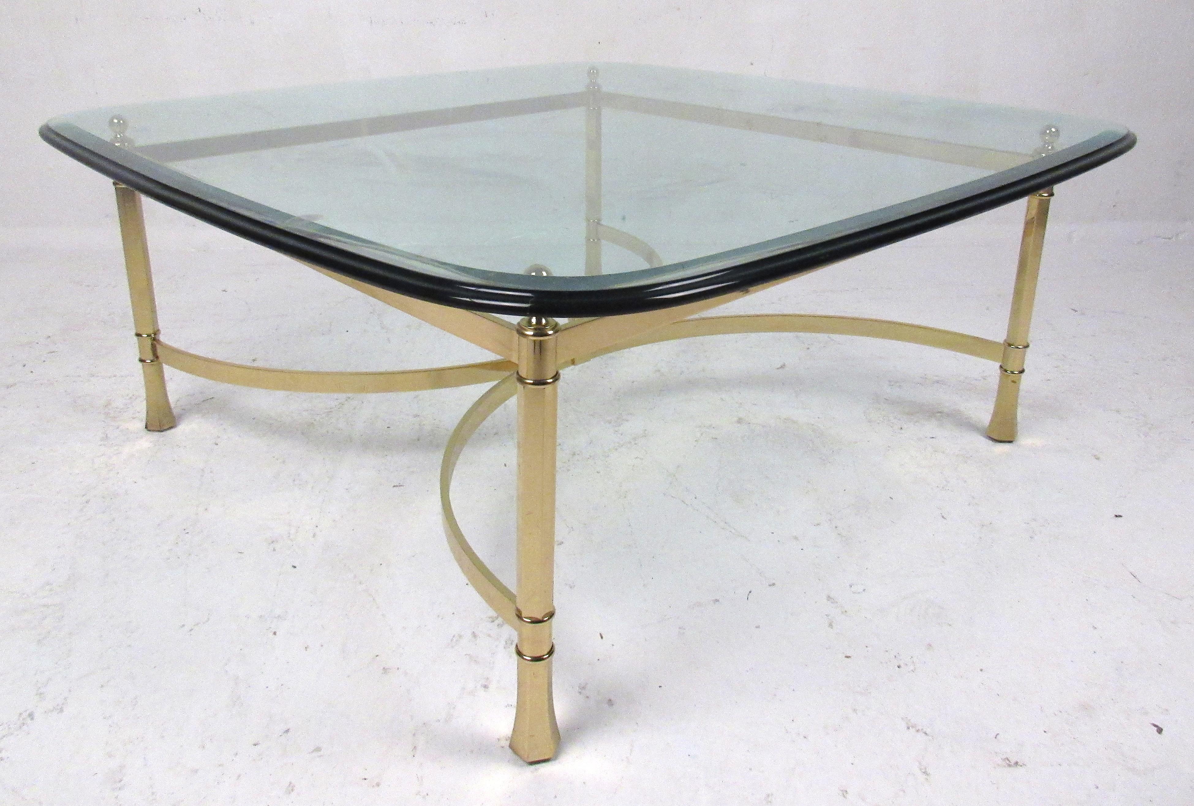 Hollywood Regency Style Brass and Glass Top Coffee Table For Sale at ...