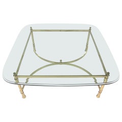 Hollywood Regency Style Brass and Glass Top Coffee Table