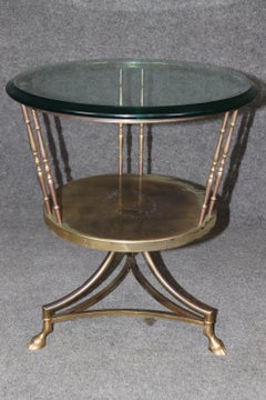 Hollywood Regency Style Brass and Metal Glasstop Table