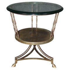 Mesa de cristal de latón y metal estilo Hollywood Regency