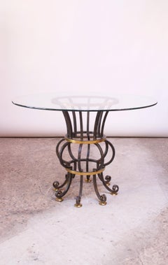 Hollywood Regency Style Brass and Steel Center Table after Maitland-Smith
