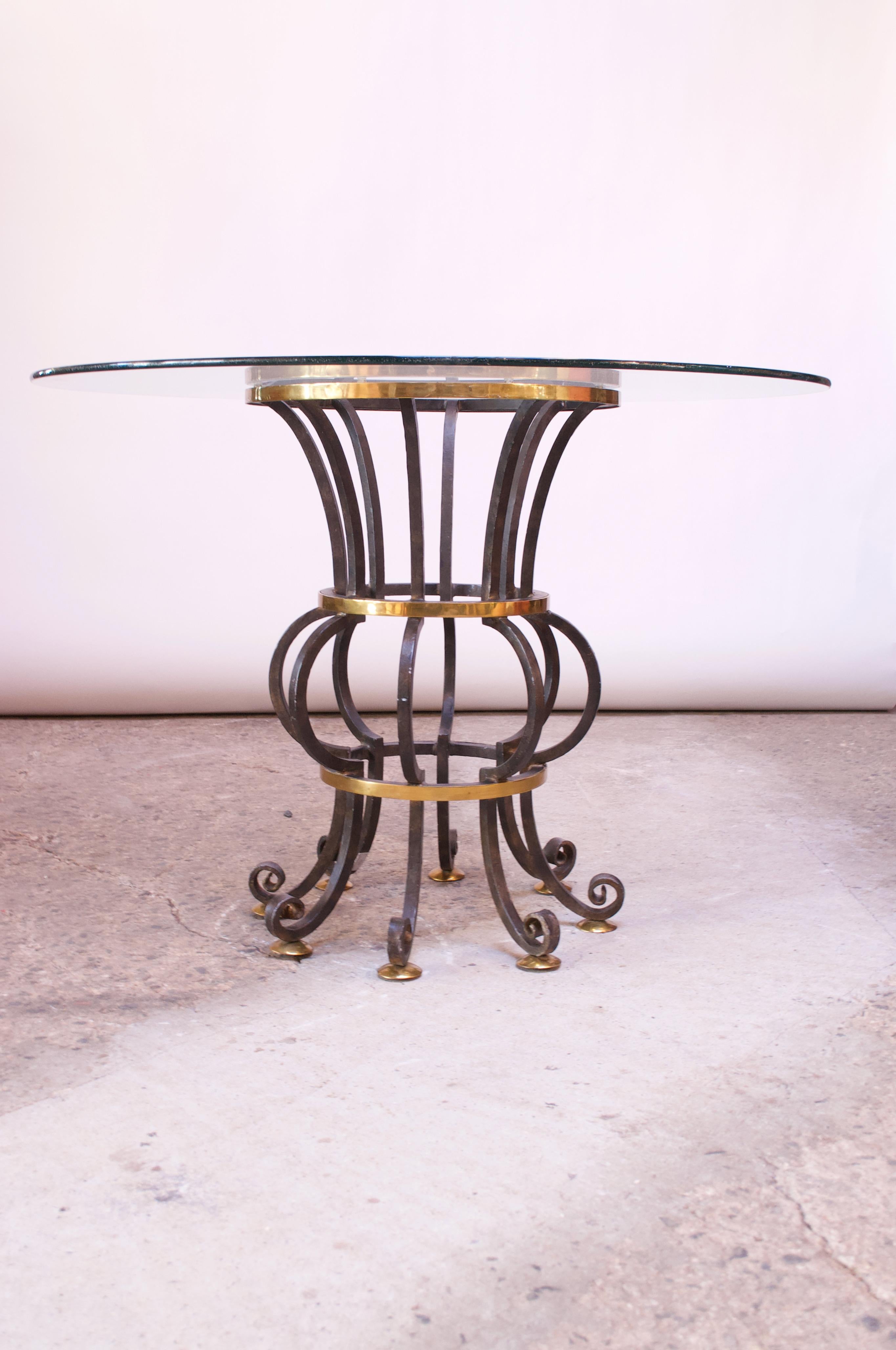 Philippine Hollywood Regency Style Brass and Steel Center Table after Maitland-Smith For Sale