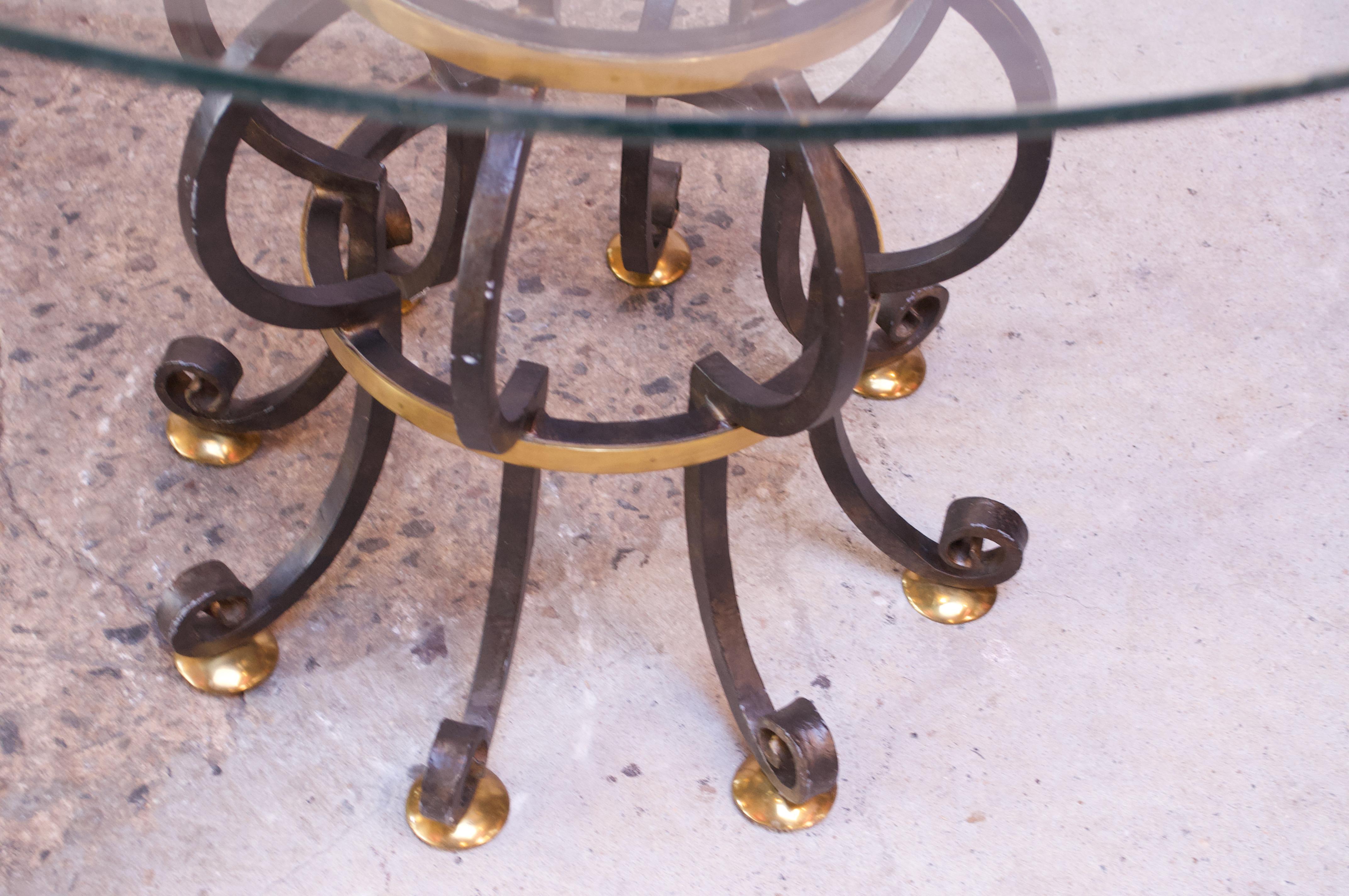 Late 20th Century Hollywood Regency Style Brass and Steel Center Table after Maitland-Smith For Sale