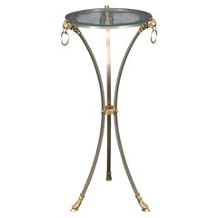 Hollywood Regency Style Brass and Steel Ramshead Pedestal Table Manner Jansen