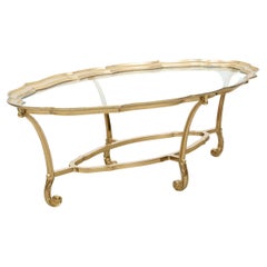 Hollywood Regency Style Brass Framed Glass Cocktail Table